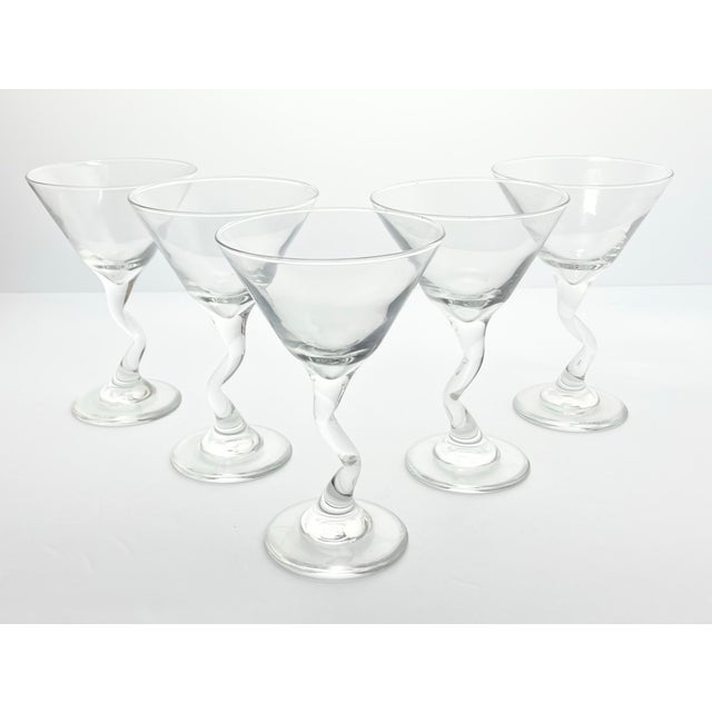 Contemporary Anchor Hocking “Z-Stem, Zig Zag” Martini Glasses - Set of 5 For Sale - Image 3 of 4