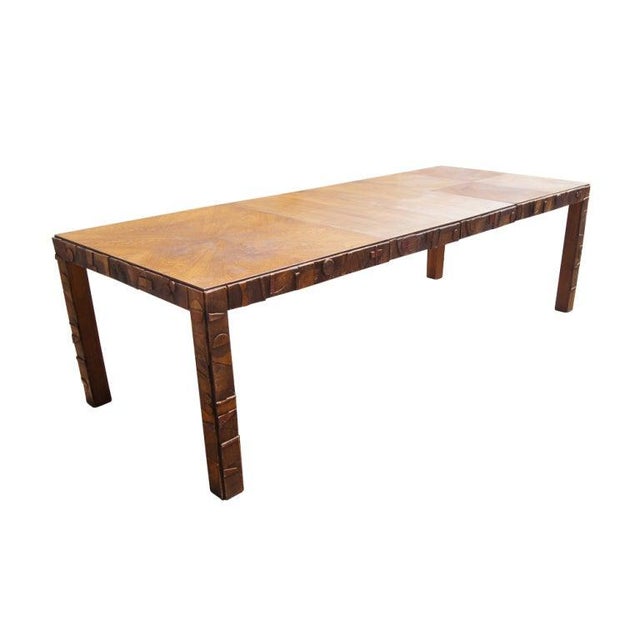 1970s Vintage Lane Brutalist Style Walnut Dining Set 7 Pieces