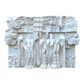 Vintage White Relief Sculpture Panel For Sale