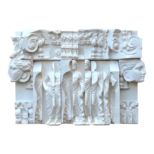 Vintage White Relief Sculpture Panel For Sale