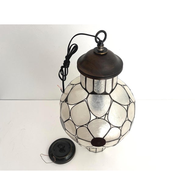 Feldman Capiz Shell Floral Pendant Light, 1960s For Sale - Image 16 of 18