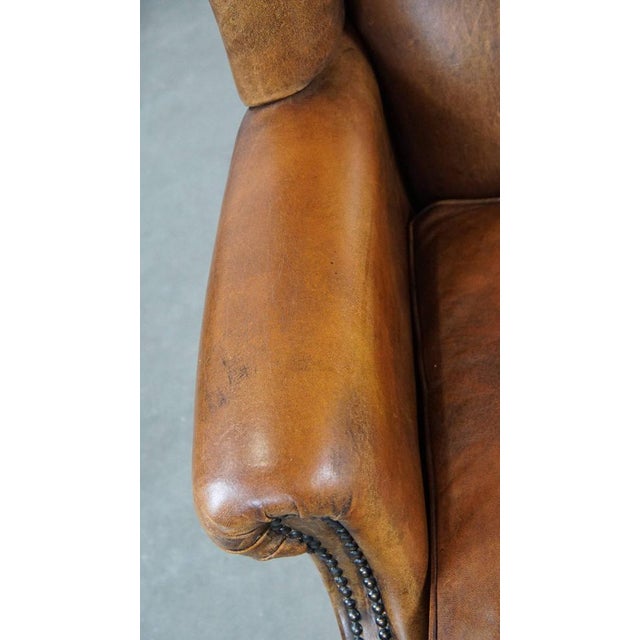 Animal Skin Large Wing Chair in Sheep Leather For Sale - Image 7 of 14