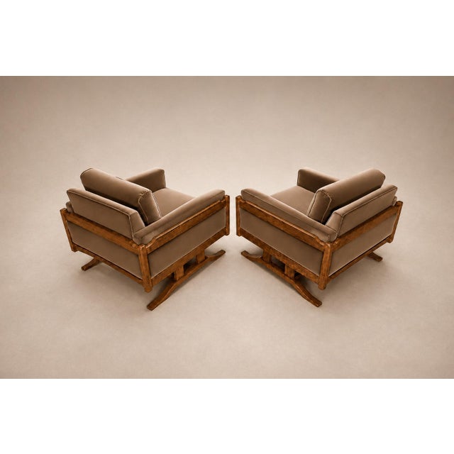 Brazilian Modern Pair of Armchairs in Caviúna and Mushroom-Taupe Mohair, Novo Rumo, 1960s For Sale - Image 12 of 18