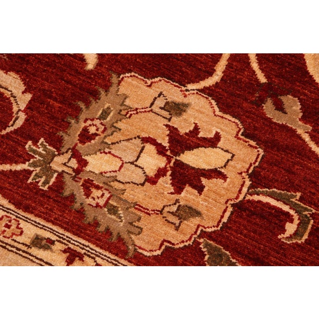 1990s Boho Chic Ziegler Red Tan Hand-Knotted Wool Rug - 8'0'' X 9'9'' For Sale - Image 5 of 8