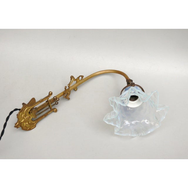 Metal Art Nouveau Grand Piano Clamp Lamp in Brass and Opal Glass, Germany, 1890s For Sale - Image 7 of 18