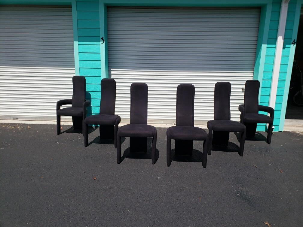 Post Modern Original Set 6 Six Dining Chairs Mid Century Modern Mcm 80 S Baughman Memphis Kartell Geometric Industrial High Back Home Living Dining Room Furniture