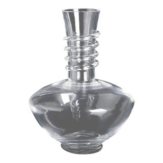 Albali Carlo Moretti Contemporary Mouth Blown Murano Clear Glass Decanter For Sale