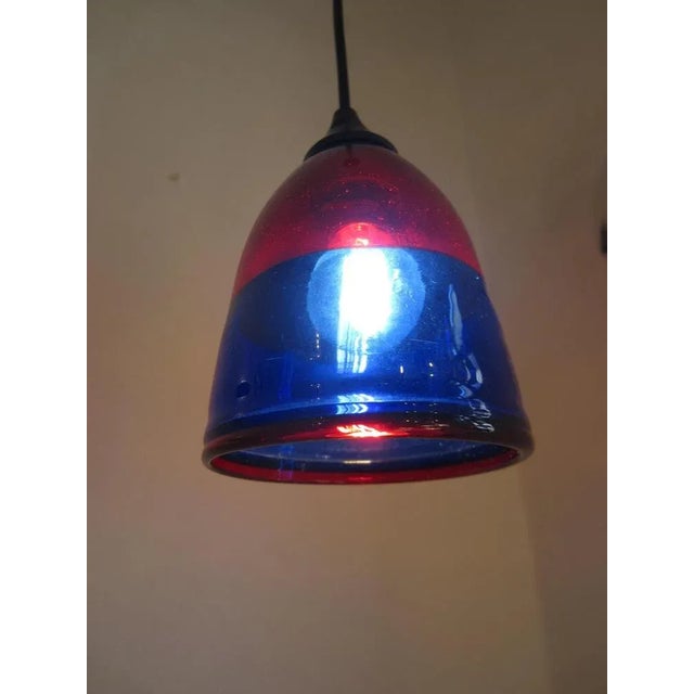1990s Small Murano Glass Hanging Lamp in Blue Red, 1990s For Sale - Image 5 of 8