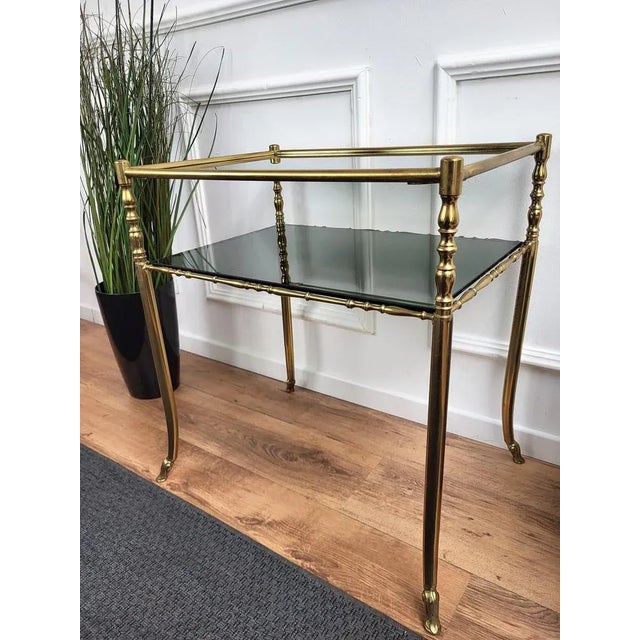 Milo Baughman Hollywood Regency Brass and Smoked Glass Console Table by Milo Baughman, 1980s For Sale - Image 4 of 7