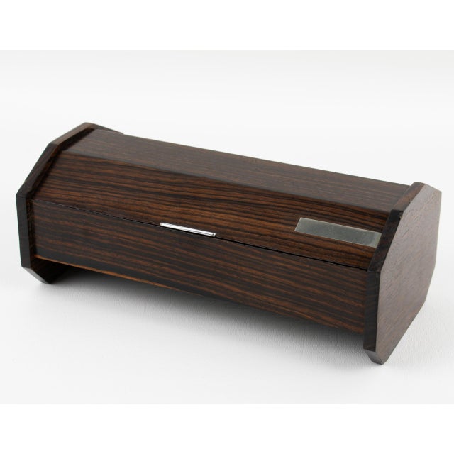 1930s Maison Desny Style Art Deco Modernist Box Macassar and Chrome For Sale - Image 5 of 10
