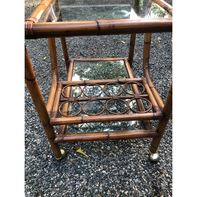 Mid-Century Bamboo Bar Cart For Sale - Image 4 of 13