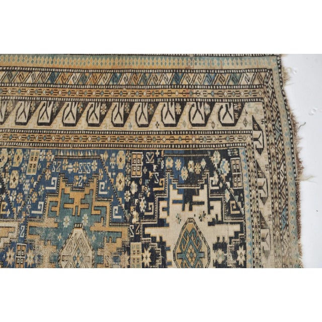 Teal Antique Edwin Shirvan Kuba Caucasus Mountains Rug, 4 x 6 For Sale - Image 8 of 11