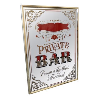 Private Bar Mirror Sign, 1980s For Sale
