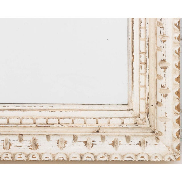 Late 20th Century Rustic White Painted Wood Framed Mirror For Sale - Image 5 of 8