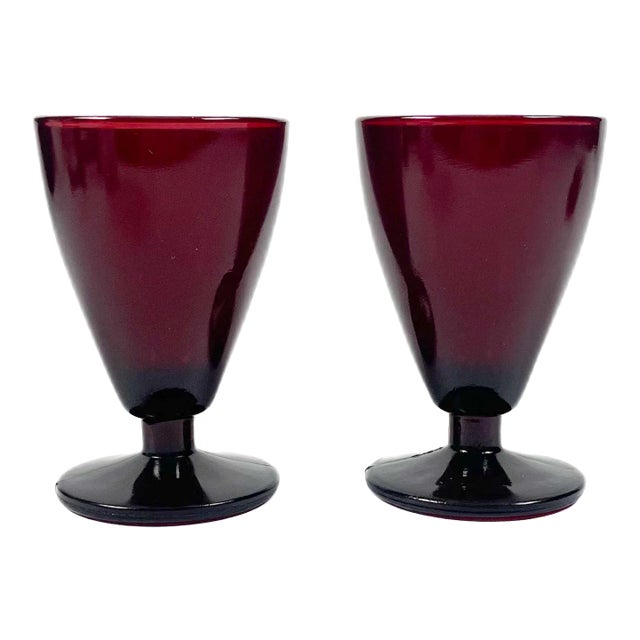 Ruby Red Cordial Glasses by Anchor Hocking For Sale