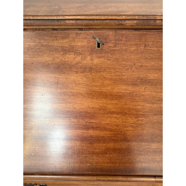 Chestnut 1970s Pennsylvania House Traditional Secretary Desk With Lock and Key For Sale - Image 8 of 12