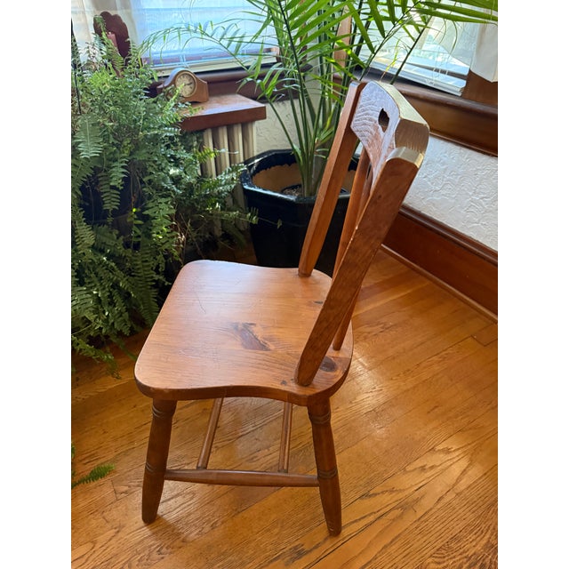 Wood Vintage Arts and Crafts Style Wooden Spindle Back Side Chair For Sale - Image 7 of 12