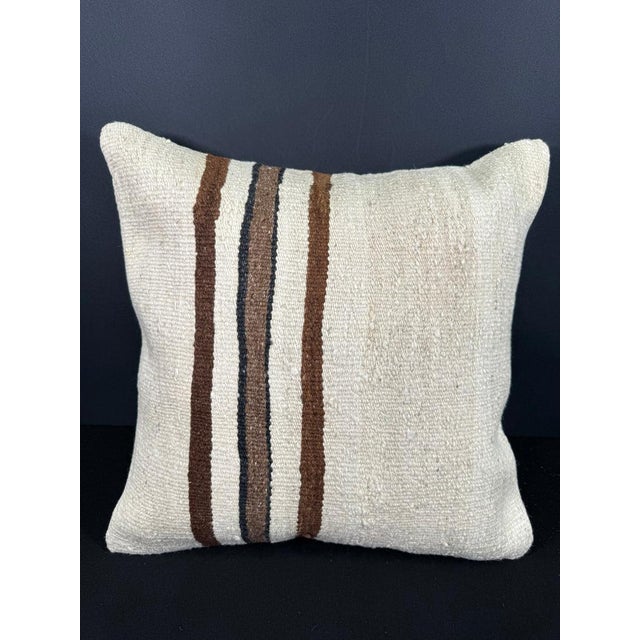 Turkish Hemp Pillow Cushion Natural Beige Brown Cushion Cover 20"x20" For Sale - Image 4 of 4