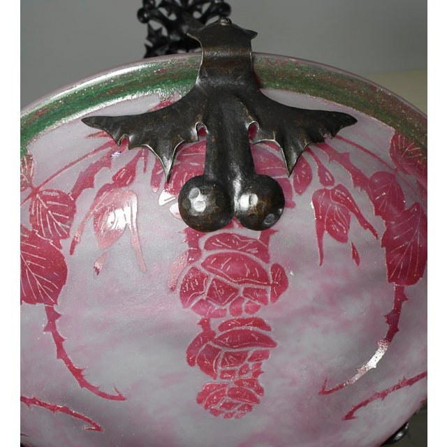 French Art Deco Pendant Light by Le Verre Francais Schneider - 1925 Cameo Chandelier France For Sale - Image 10 of 17