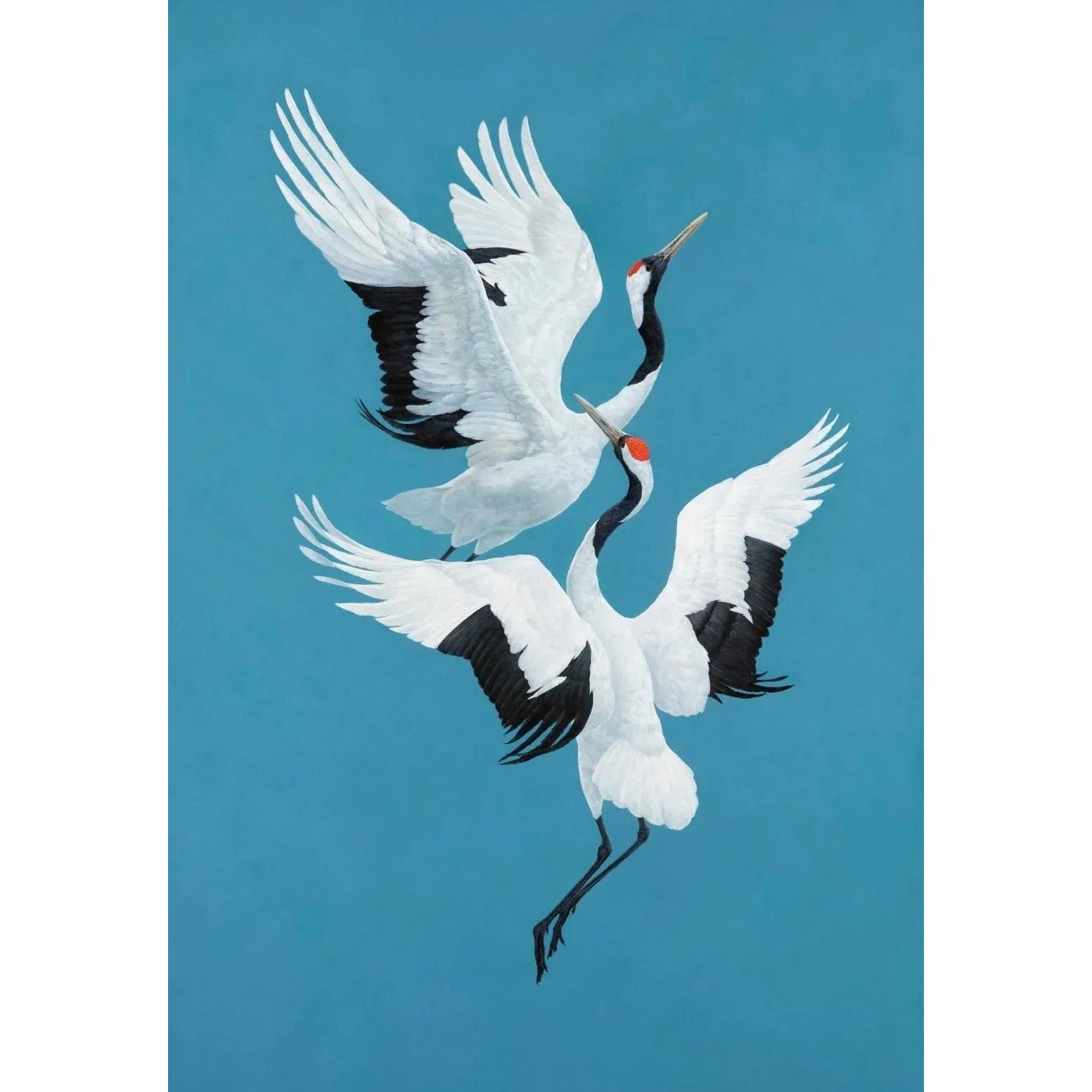 絵画 Dancing Bird #001 Dancing Crane Birds Acrylic Painting ,Original Couple Love
