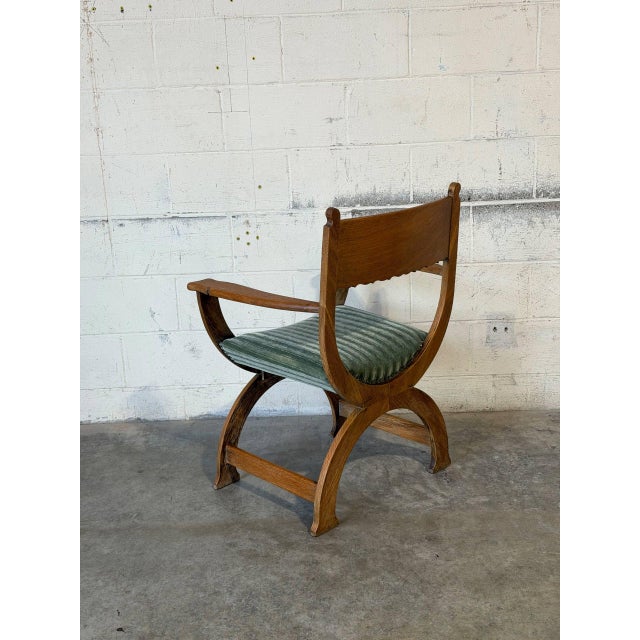 Green In Style of Henning Kjærnulf Brutalist Oak Kurul Armchair Danish Mid-Century Modern 1960s For Sale - Image 8 of 11