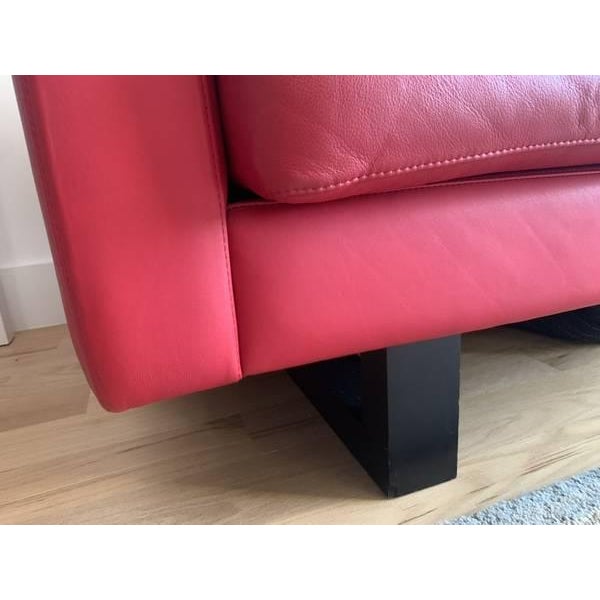 Midcentury Style Sofa Red Leather by Room & Board (Stated Price or Obo) For Sale In New York - Image 6 of 6