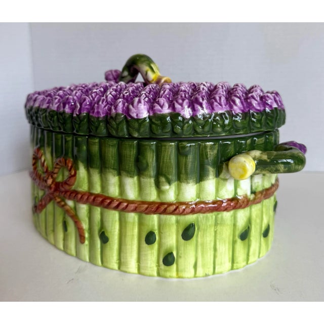 Vintage Majolica Ceramic Asparagus Bundle Soup Tureen For Sale - Image 9 of 10