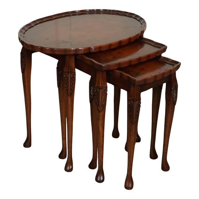 Vintage Nest of Tables with Pie Crust Top from Bevan Funnel For Sale