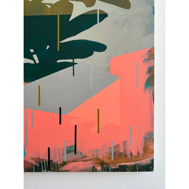 Abstract In the Garden Acrylic Painting on Canvas Mounted on Wood Panel by Bret Hansen For Sale - Image 3 of 12