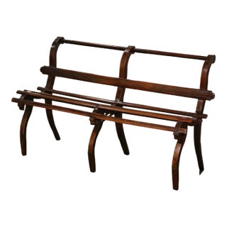 19th Century French Louis Philippe Oak Bench With Curved Legs For Sale