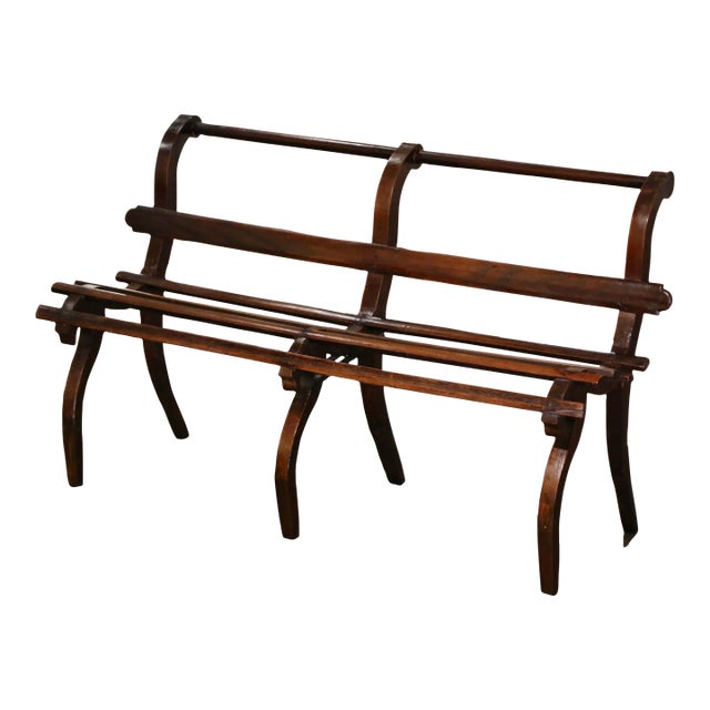 19th Century French Louis Philippe Oak Bench With Curved Legs For Sale