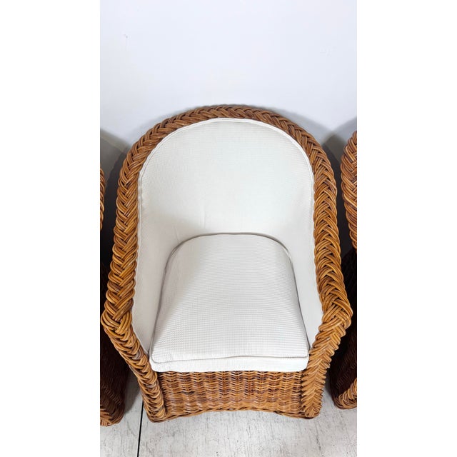 Wood Vintage Braided Wicker Dining Set- Table and 4 Chairs For Sale - Image 7 of 12