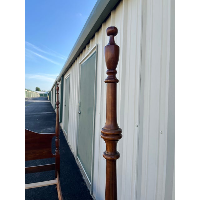 1970s Cresent Furniture Queen Cherry Poster Bed Frame For Sale - Image 6 of 12