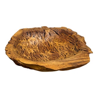 Live Edge Rustic Burl Wood Bowl For Sale