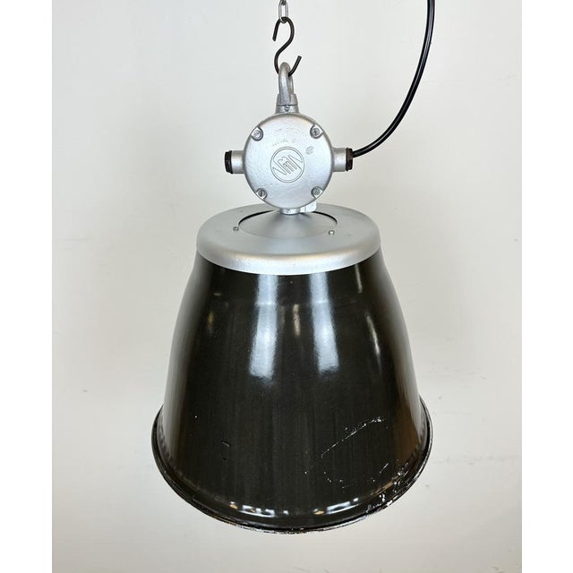 Industrial Black Enamel Factory Pendant Lamp from Elektrosvit, 1960s For Sale - Image 11 of 18
