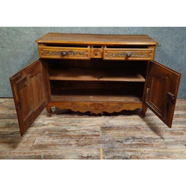 Louis xv period carved solid wood buffet, 18th century provincial work an important low buffet in solid wood, beautifully...