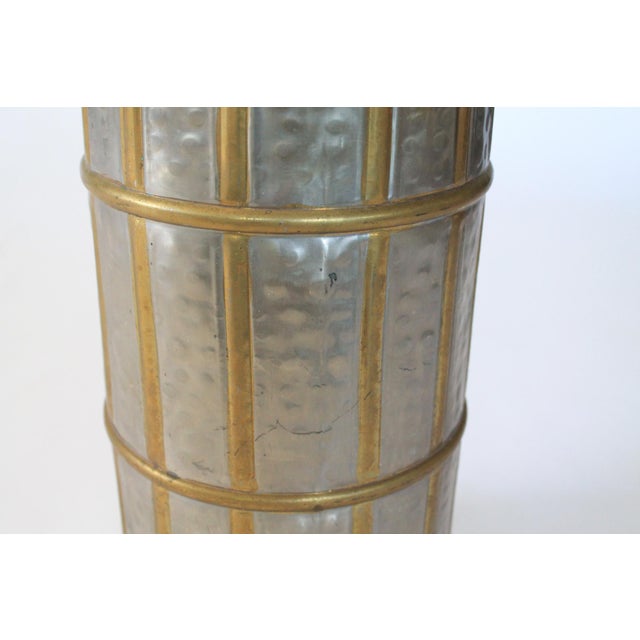 Mid-Century Modern Vintage Hammered Brass Umbrella Holder For Sale - Image 3 of 9