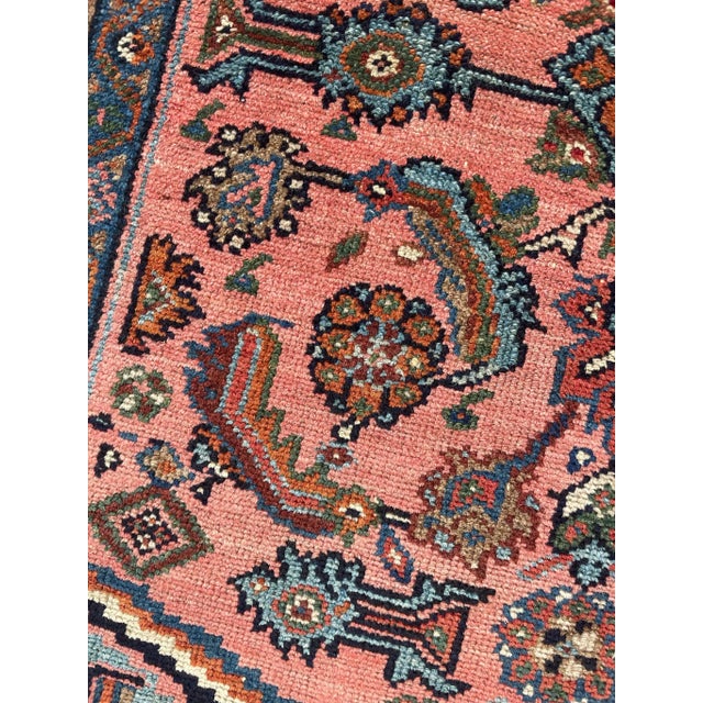 Antique Hamadan Rug in Coral Pink & Sky Blue 2 7 X 3 4 For Sale In Milwaukee - Image 6 of 9