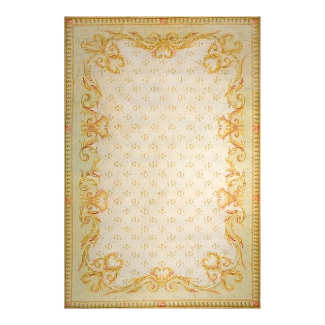Breathtaking in Aristocratic Elegance and Refined European Spanish Savonnerie Rug For Sale
