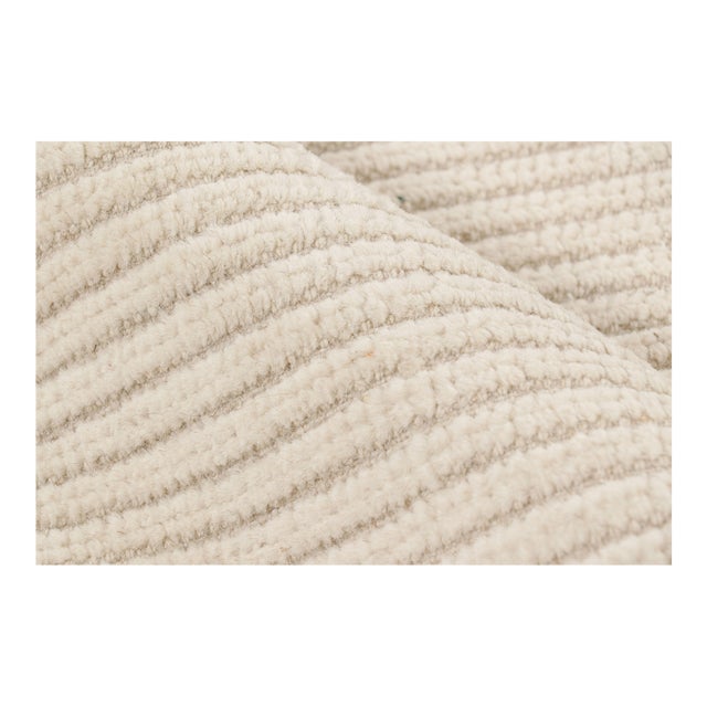 Oversized Rug & Kilim’s Modern Textural Rug in Cream White with Ribbed Stripes - 12x15 For Sale