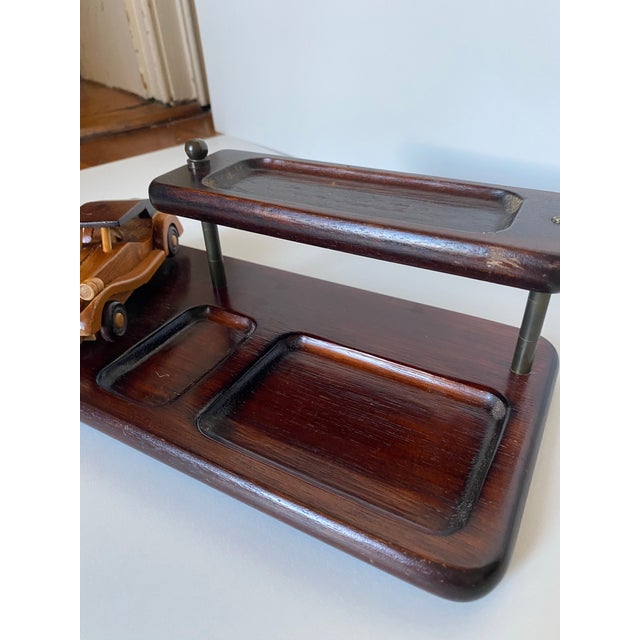 Wood Vintage Carved Antique Car Wooden Desk Organizer For Sale - Image 7 of 11