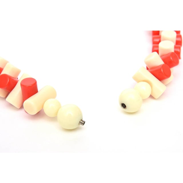 Plastic 1990s French Sculptural Resin Collar Necklace Orange, Off White For Sale - Image 7 of 9
