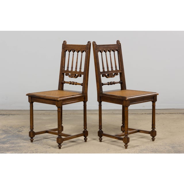 19th Century French Louis XIII Style Walnut and Cane Dining Chairs - Set of 8 For Sale - Image 15 of 18