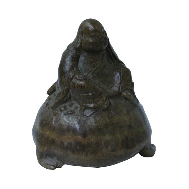 This is a collectible and decorative oriental Lohon figure carved from a natural bamboo plant. Dimensions: Dia 3.75"x...
