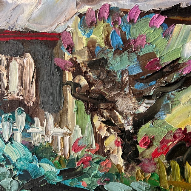 Textile 20th Century Oil on Canvas Framed Signed by Loudmila Tsoncheva For Sale - Image 7 of 9