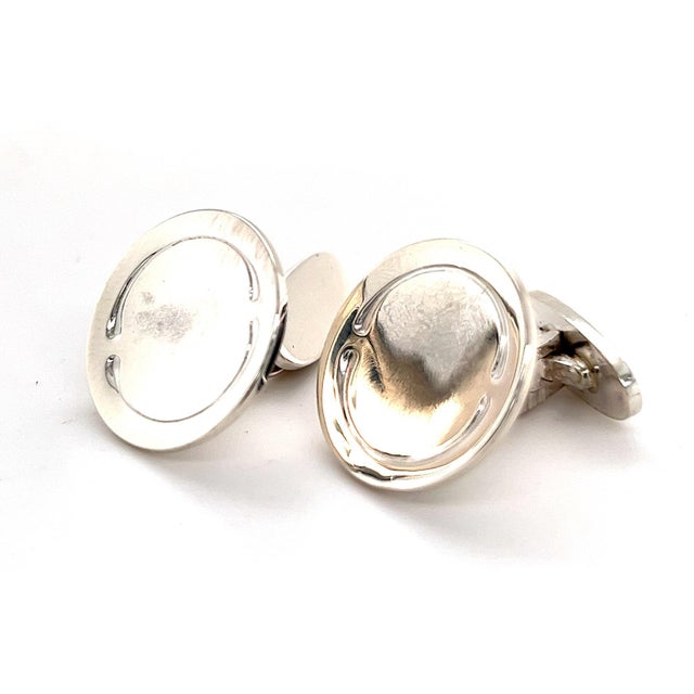 1990s Pair of Georg Jensen Estate Sterling Silver Cufflinks 15.1 Grams For Sale In New York - Image 6 of 11