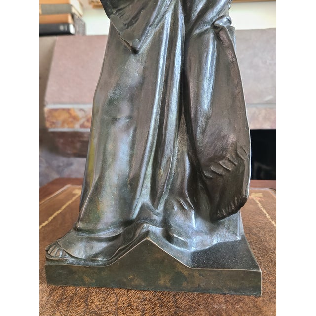 Antique 19th Century Bronze Statue Sculpture Medieval Figure Holding Scrolls For Sale - Image 10 of 18
