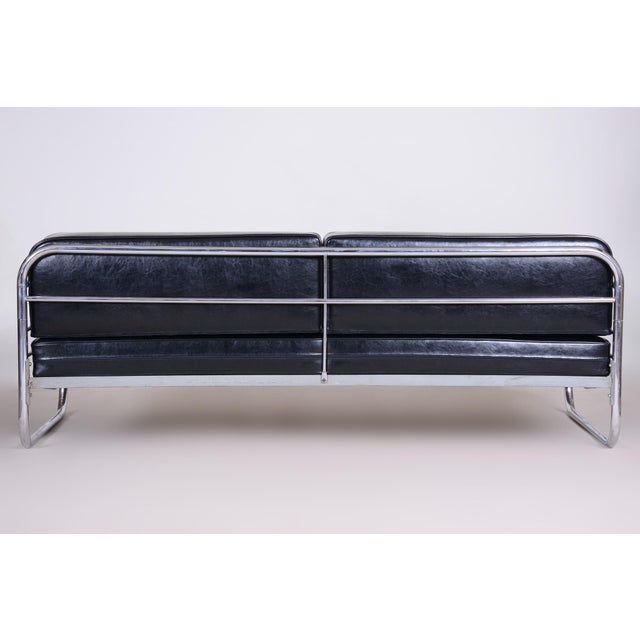 1930s Bauhaus Sofa in Chrome and Leather attributed to Hynek Gottwald, Czech, 1930s For Sale - Image 5 of 8