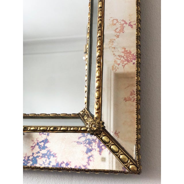 Large Vintage Venetian Brass Mirror – Gold Hollywood Regency, Spanish 1990s For Sale - Image 4 of 12