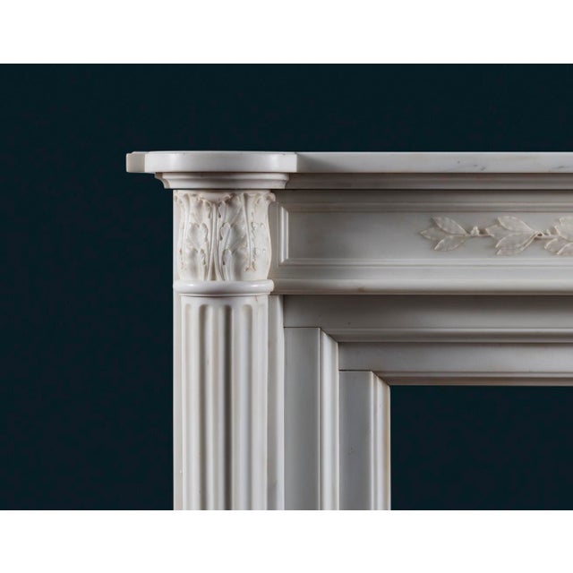 White Antique French Louis XVI Style Statuary Marble Fireplace Surround For Sale - Image 8 of 9